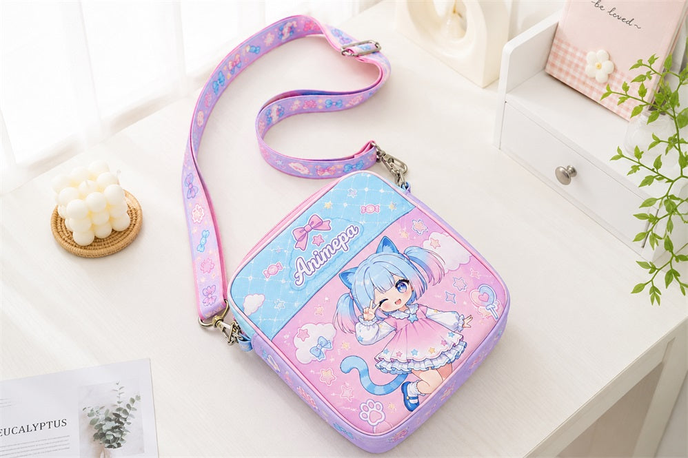 Custom anime crossbody bag for Artist Alley and branded merchandise