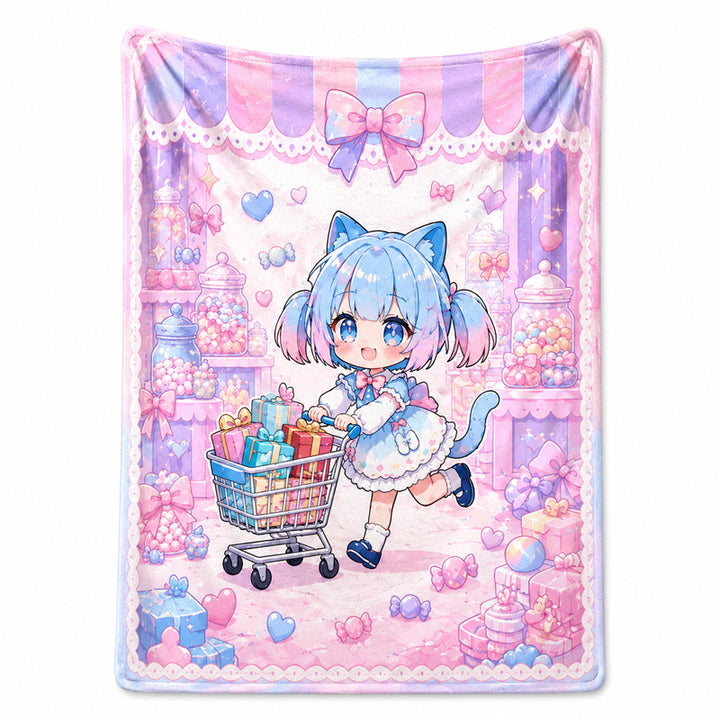 Custom anime flannel blanket with full-color artwork printing
