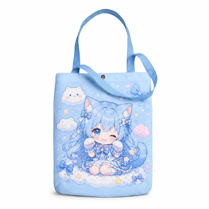 Custom anime tote bag with full-color artwork printing
