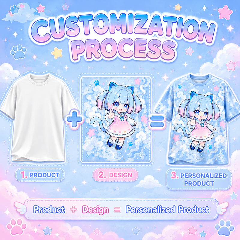 Custom anime T-shirt customization process for mobile shoppers
