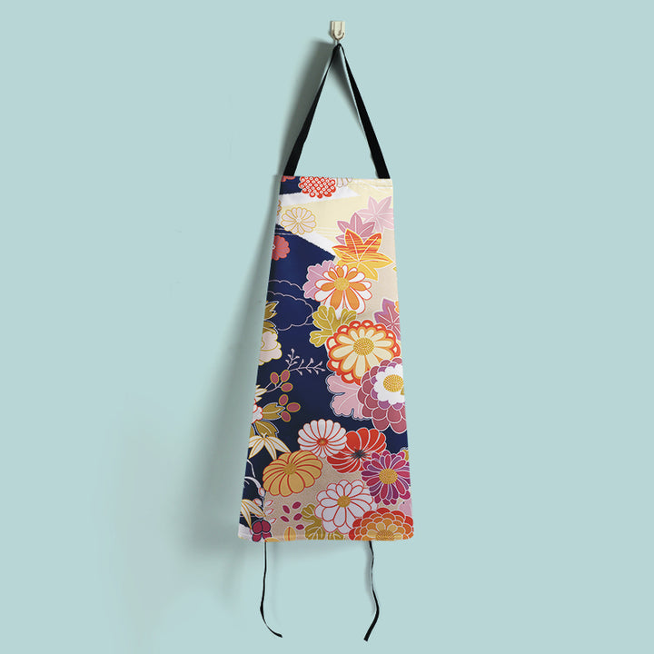 Custom apron with colorful Japanese floral pattern