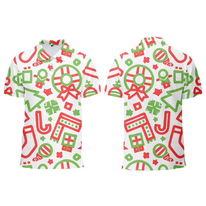 Custom all-over printed polo shirt front and back views