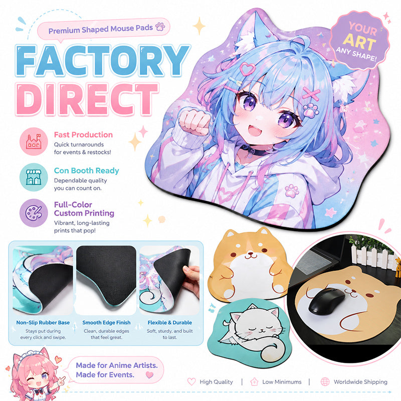 Factory direct custom anime mouse pads with low MOQ and full-color printing
