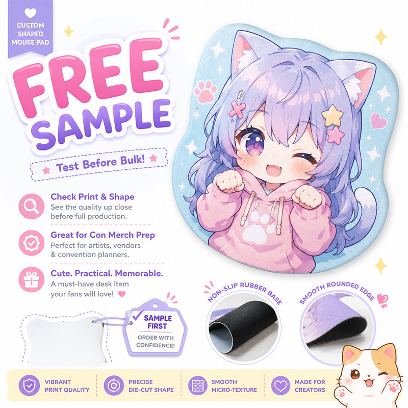 Free sample custom shaped anime mouse pads for creators and small merch brands
