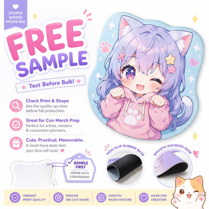 Free sample custom shaped anime mouse pads for creators and small merch brands
