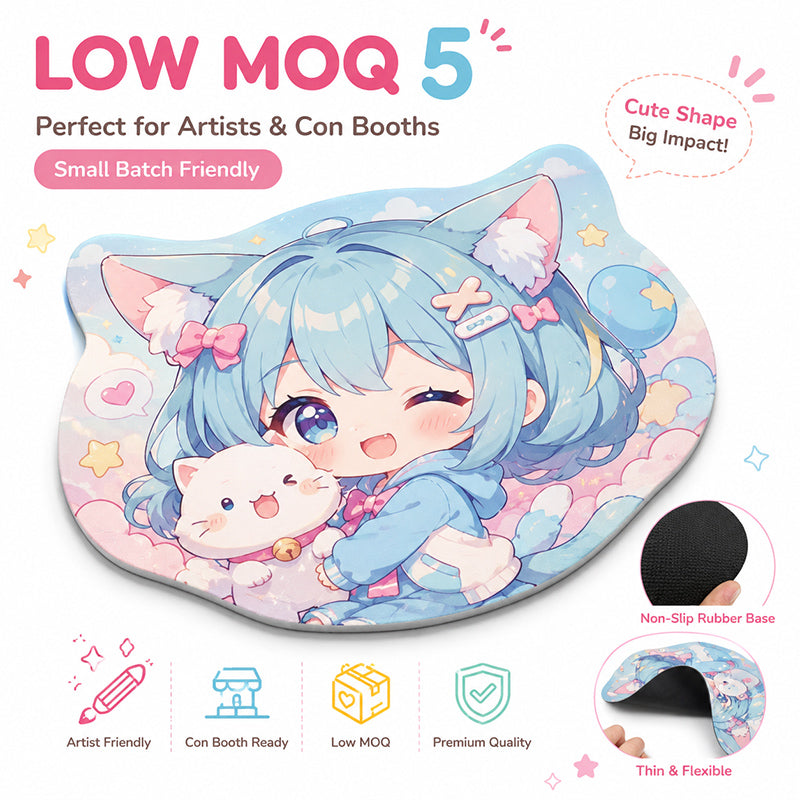 Low MOQ 5 pcs custom shaped mouse pads for anime convention merch
