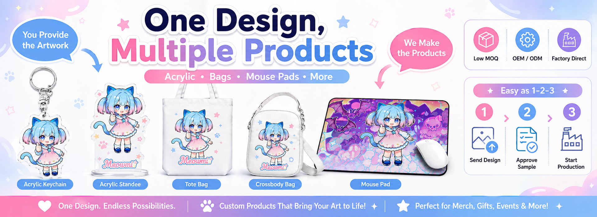 One design multiple custom anime products banner for desktop shoppers
